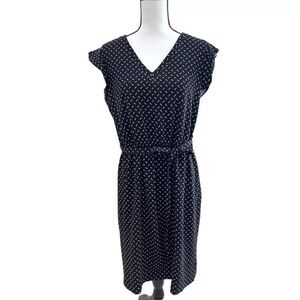 Ann Taylor Dress Flutter Sleeve, Women's‎ medium Black Polka Dot